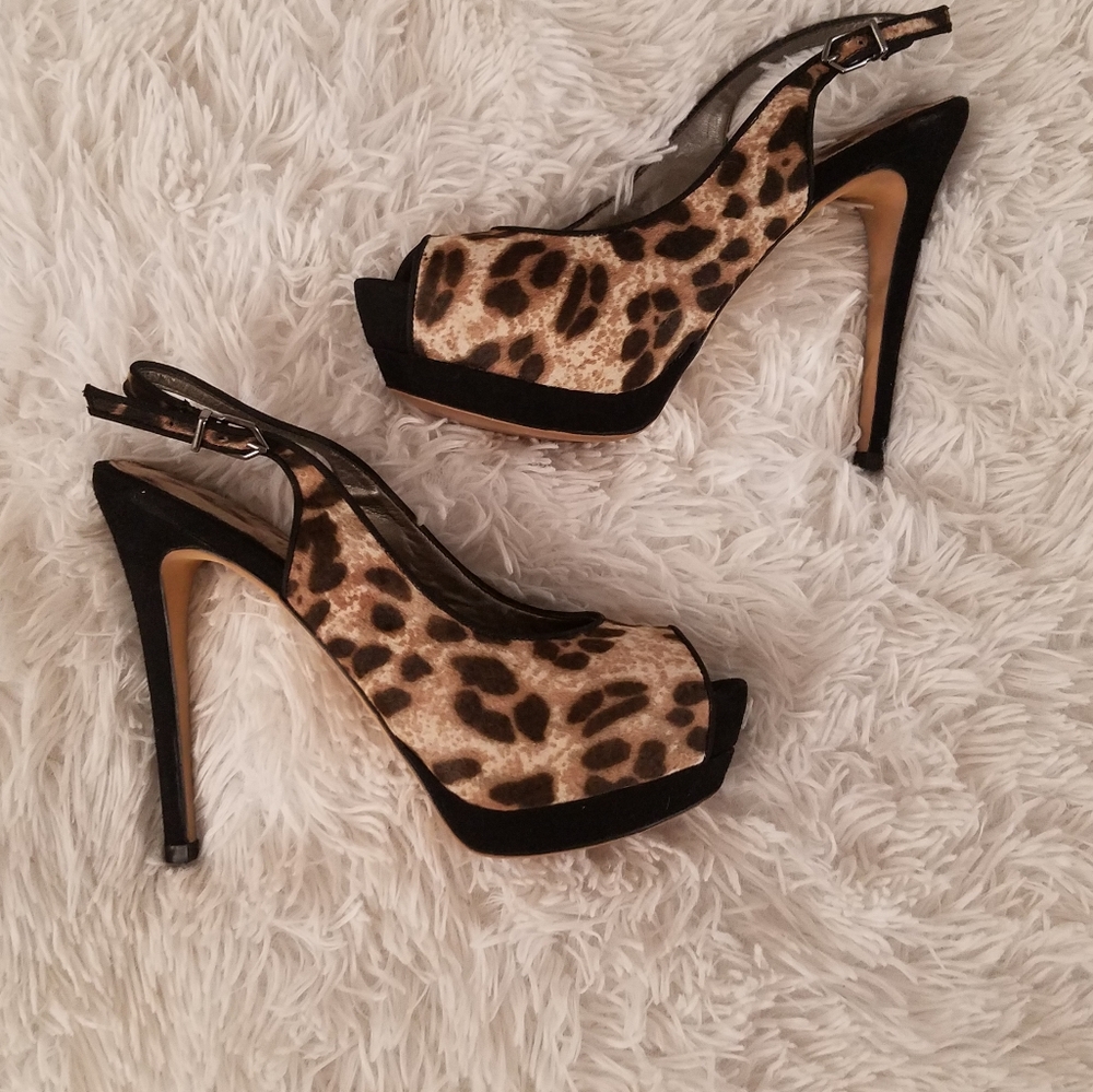 Sam Edelman Leopard Open Toe Slingbacks - Picture 7 of 15